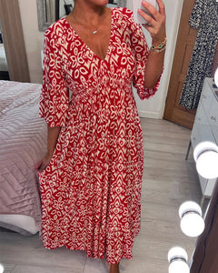 Maxi vestido com estampa vermelha