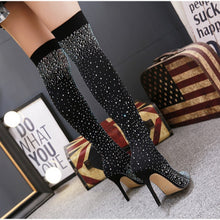 Carregar imagem no visualizador da galeria, 👢Botas de cano alto para mulher com strass brilhantes
