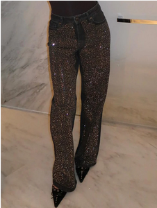 Jeans elegantes com strass