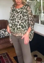 Carregar imagem no visualizador da galeria, Blusa de meia manga com estampa de contraste de cor leopardo
