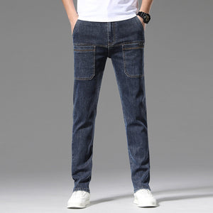 Jeans masculinos elásticos com perna reta