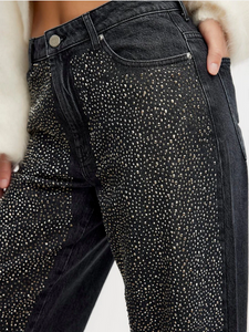 Jeans elegantes com strass