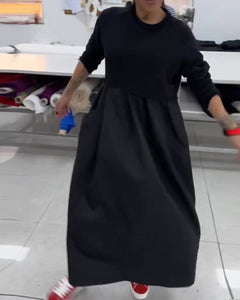 Vestido maxi casual cor sólida