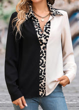 Carregar imagem no visualizador da galeria, Blusa gola manga longa patchwork preto leopardo
