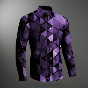 Camisa masculina abstrata artística colorida em bloco de cores