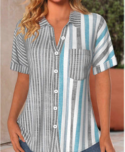 Short Sleeve Striped Print Shirt