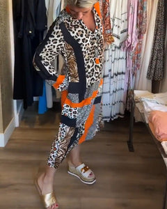 Vestido com estampa geométrica leopardo