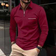 Carregar imagem no visualizador da galeria, CAMISA POLO DE LAPELA COM ZÍPER SÓLIDO PARA HOMEM
