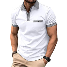 Carregar imagem no visualizador da galeria, Butonul Bărbaților jos colorblock sport polo tricou scurt t-shirt mânecă
