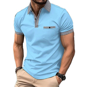Butonul Bărbaților jos colorblock sport polo tricou scurt t-shirt mânecă