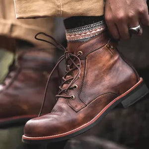 Botas masculinas de couro genuíno à prova d'água antiderrapante com palmilha para caminhada casual Chukka