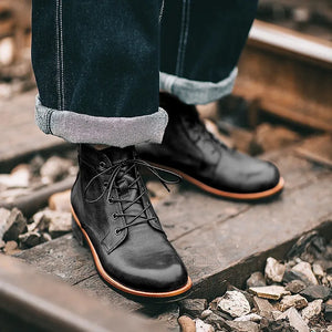 Botas masculinas de couro genuíno à prova d'água antiderrapante com palmilha para caminhada casual Chukka