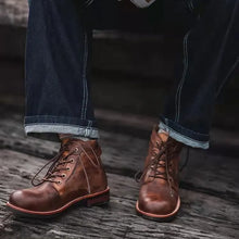 Carregar imagem no visualizador da galeria, Botas masculinas de couro genuíno à prova d&#39;água antiderrapante com palmilha para caminhada casual Chukka
