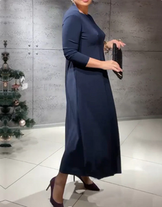 Elegante vestido azul de outono