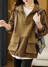 Carregar imagem no visualizador da galeria, Suéteres com capuz patchwork e cordão manga longa
