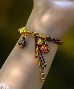 Elegante arco-íris overgild mão tricô animal colorido corda charme pulseira