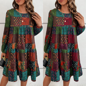 Φόρεμα Tribal Print A Line Multi Color Patchwork