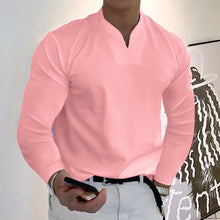 Carregar imagem no visualizador da galeria, Camiseta masculina solta casual de algodão sólido de manga comprida
