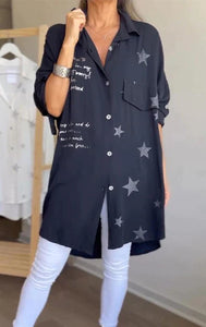 Camisa de lapela com estampa de estrela